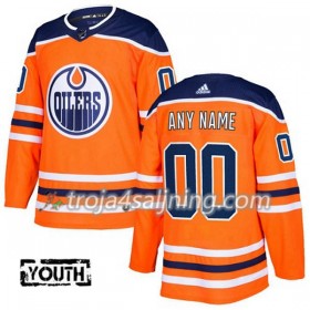 Edmonton Oilers tröja Customized Adidas 2017-2018 Orange Authentic - NHL Tröjor Barn